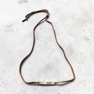 Gucci Logo Bar Leather Choker / Double Wrap Bracelet Sterling Authentic Vintage